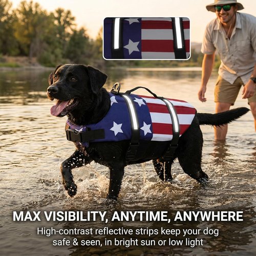 Doglay Dog Life Jacket - Adjustable Pet Swimming Vest with Reflective Stripes | Superior Buoyancy for All Sizes