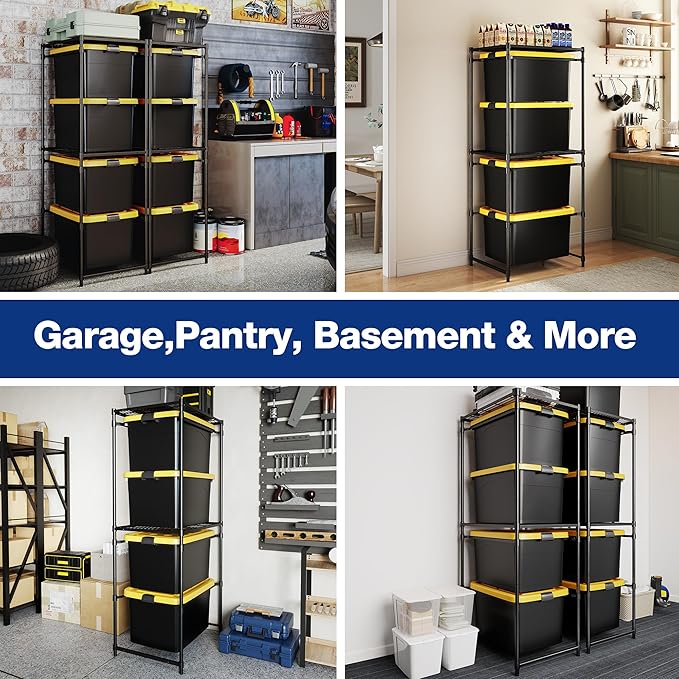WORKPRO 2 Pack 5-Tier Tote Storage Rack, Heavy-Duty 27 Gallon Tote Storage Rack Holds 10 Totes, 1050 LBS Storage Bin Rack for Garage, Kitchen, or Basement, 30.5"x22.5"x69", Black