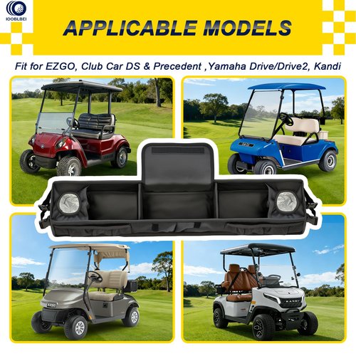 IOOBLBEI Golf Cart Front Storage Basket, Upgraded No-Drilling Golf Cart Storage Tray with Cooling Compartment, Foldable Storage Basket Organizer for EZGO TXT & RXV, Club Car DS & Precedent, Kandi