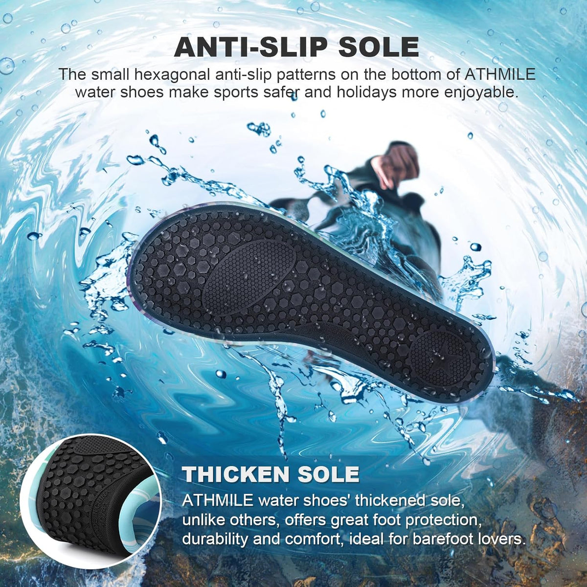 Skiennix Water Shoes - Quick-Dry Aqua Socks for Men & Women | Ideal for Beach, Yoga & Pool Activities