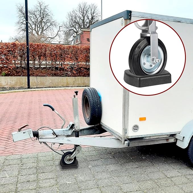 Jack Wheel Chock, Heavy Duty Reinforced Rubber Jack Caster Wheel Dock for Caravans and Trailers, Wheel Chock Stabilizer Wheel Stopper for 6 Inch Jockey Wheels