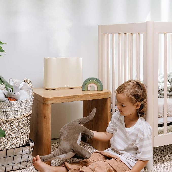 Vitruvi Cloud Humidifier for Bedroom | Large Humidifier Up to 600 sq ft | Cool Mist Humidifiers for Bedroom Quiet | Ultrasonic Humidifiers | 24 Hr Run Time - Oat