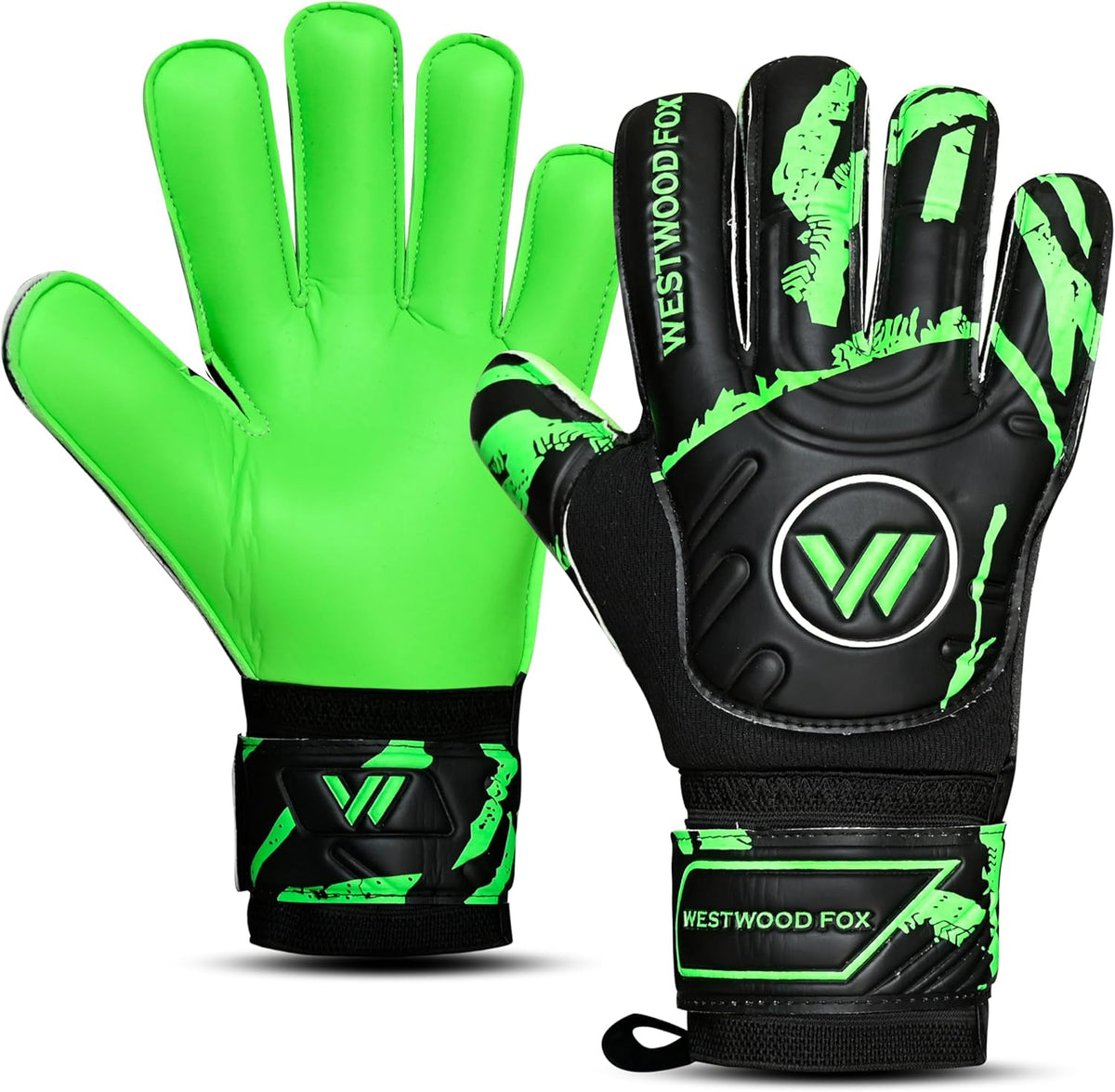 Westwood Fox Goalkeeper Gloves - Heavy Grip Palm with Finger Protection for Kids & Adults | 4+3 mm Latex