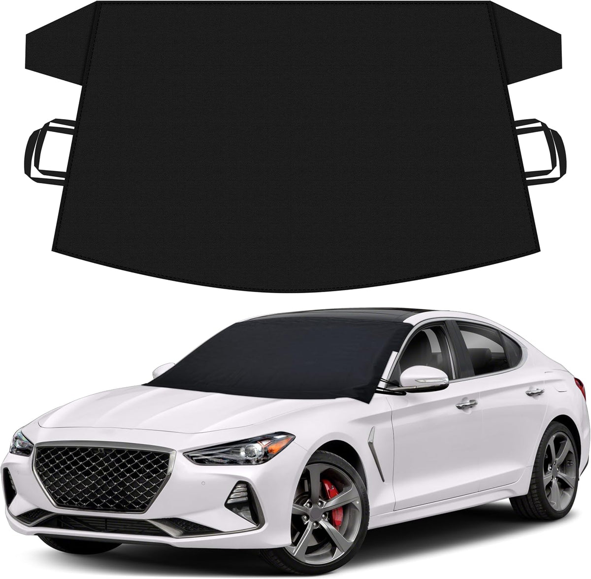 Autovir Windshield Cover for Ice and Snow | Oxford Fabric Windshield Cover for SUV, Sedan, Coupe & Hatchback | Protection from Snow, Ice & Frost | Winter Car Accessories