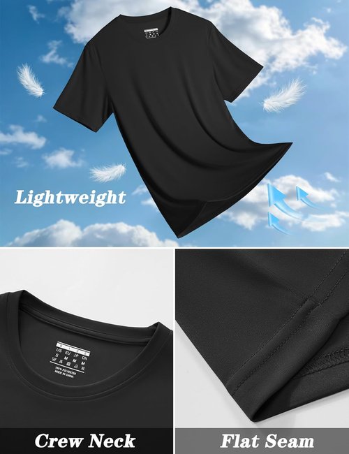 KEFITEVD Men's UPF 50+ Rash Guard T-Shirt - Quick Dry Sun Protection Athletic Tee