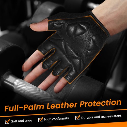 ATERCEL Premium Leather Workout Gloves for Men and Women, Suitable for Weightlifting, Gym, Cycling (Black, X-Small)