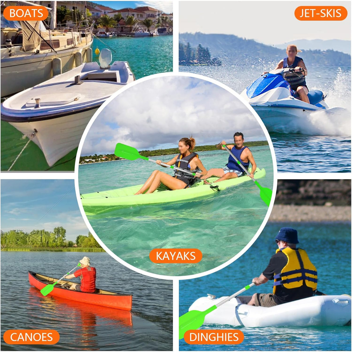 Skiennix Telescoping Boat Paddle - Collapsible Oar with Anti-Slip Grip | 2-Pack for Kids & Adults