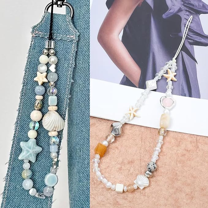 2 Pcs Phone Charm Strap Universal Hand Phone Wrist Strap Camera Lanyard Pearl