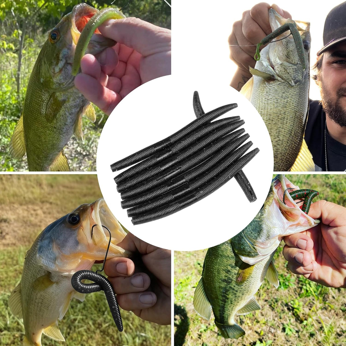 Senko Worms Kit - 30/50/78/100 Pcs Soft Plastic Fishing Lures | 4"/5" Salt-Impregnated for Bass Fishing