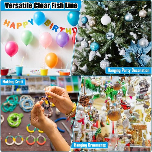 Acejoz Clear Fishing Line - 656FT Strong Nylon String Supports 40 Pounds for Balloon Garland Decor