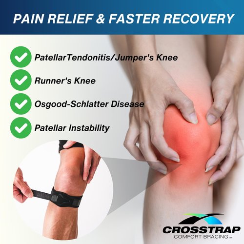 CROSSTRAP Stabilizing Patella Knee Strap | Patella Tendon Brace for Running, Cycling, Hiking, and Sports | Pain Relief and Support, Knee Stabilizer Brace For Exercise