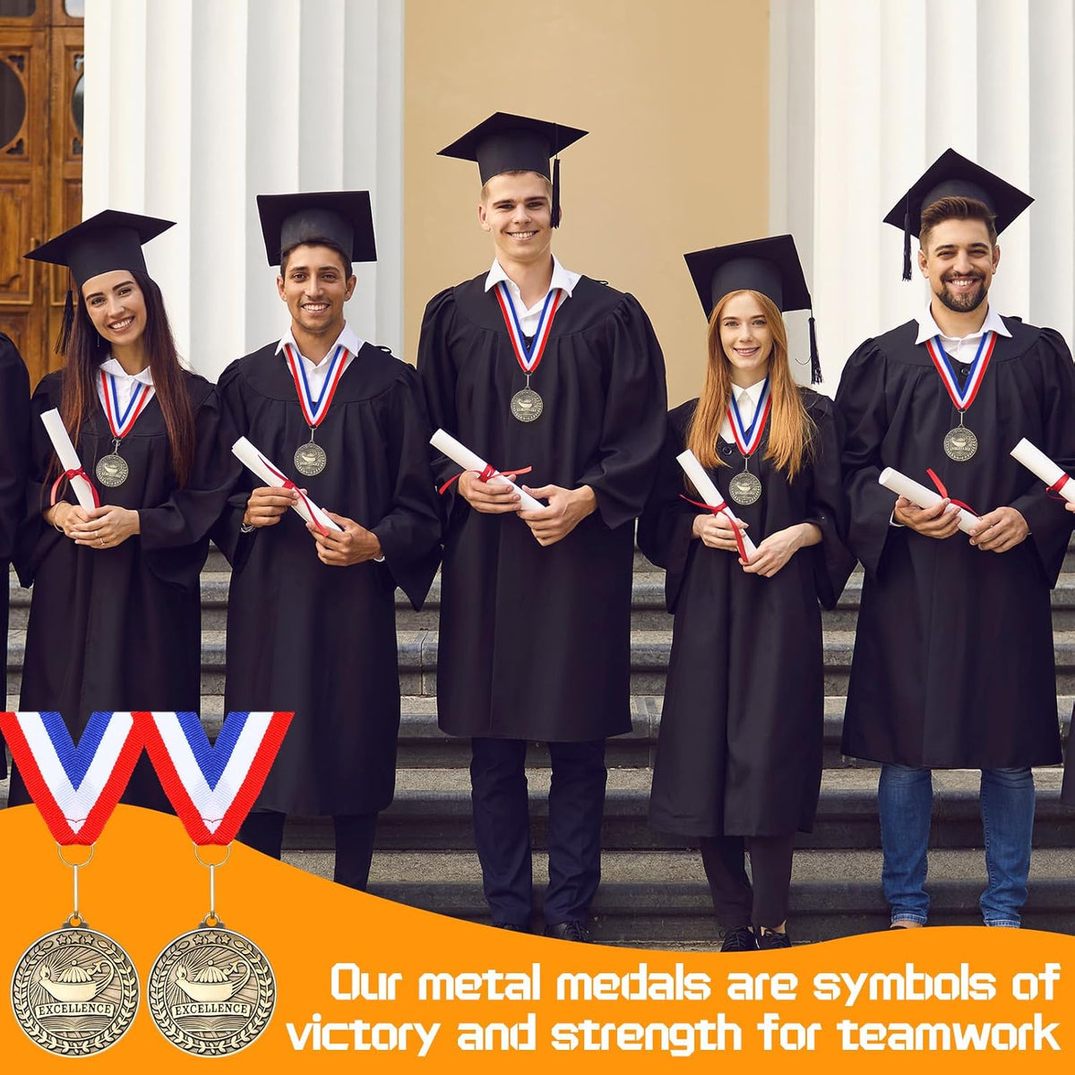 Quelay Gold Award Medals - 60 Pcs 2 Inch Winner Medals with Neck Ribbons for Competitions & Events