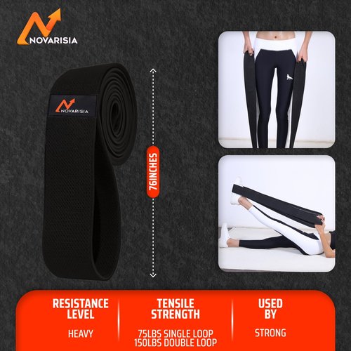 76 Inches Fabric Resistance Bands for Women and Men - Non-Slip, Durable Exercise Bands for Stretching, Yoga, and Home Fitness (Black 76" Long Belt)