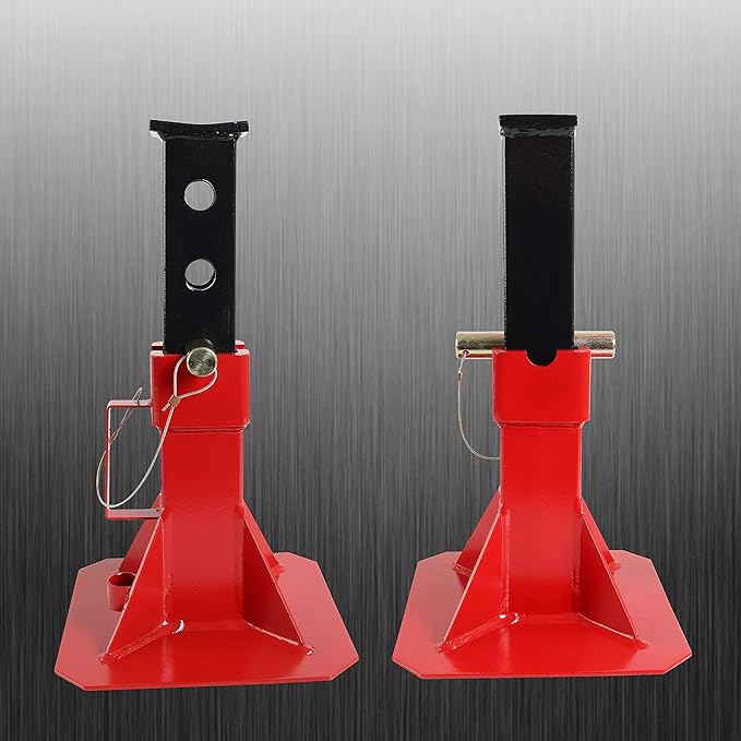Torin ATZ220005B Heavy Duty Pin Style Adjustable Height Automotive Jack Stands, 22 Ton (44,000 lb) Capacity, Red, 1 Pair