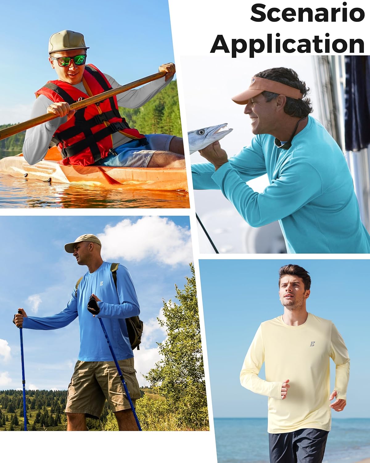 Skiennix Men's UPF 50+ Sun Protection Shirt - Lightweight UV Long Sleeve Swim Rash Guard for Hiking & Fishing