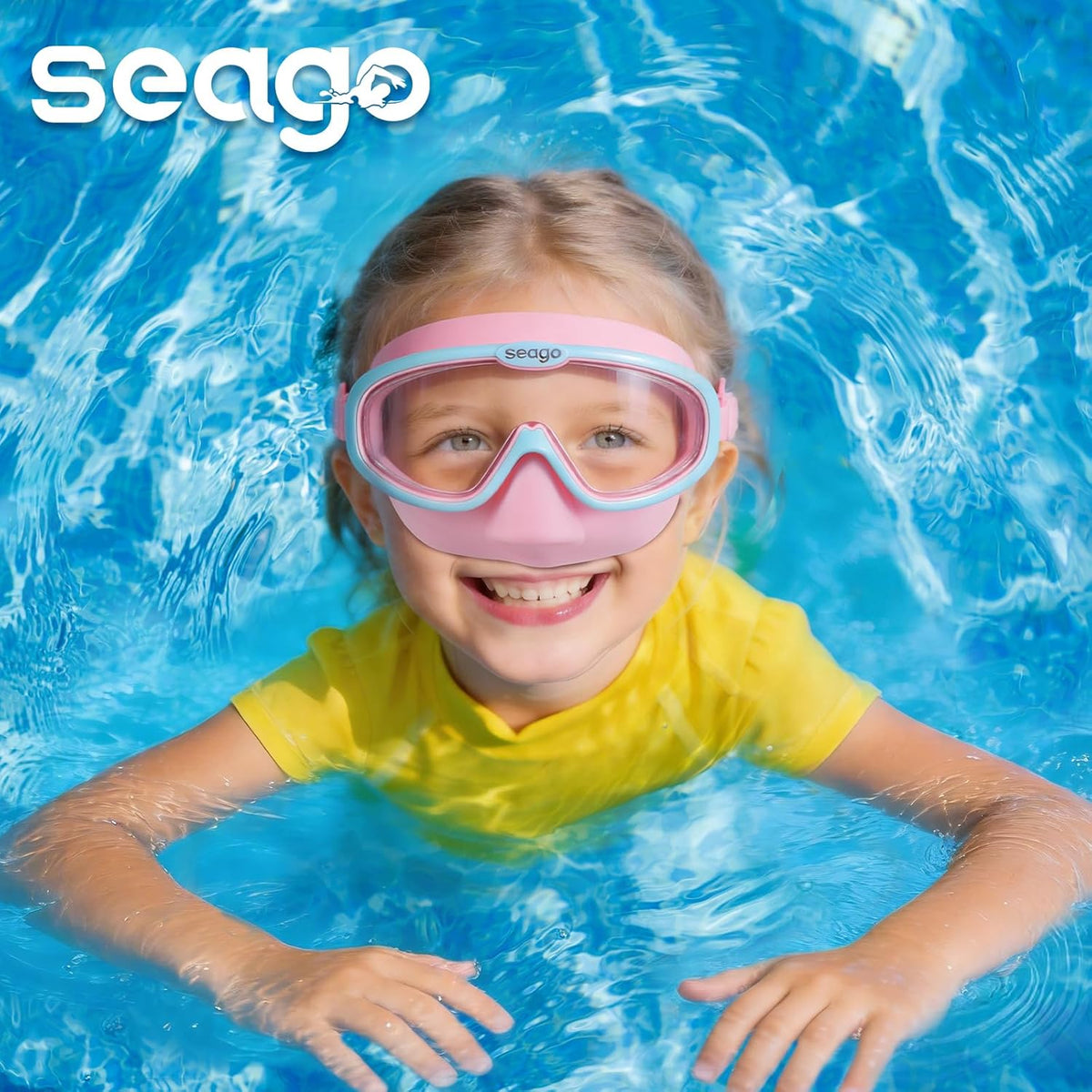 Seago Kids Swim Goggles - Anti-Fog Clear View | 2-Pack for Ages 3-12 with Nose Cover