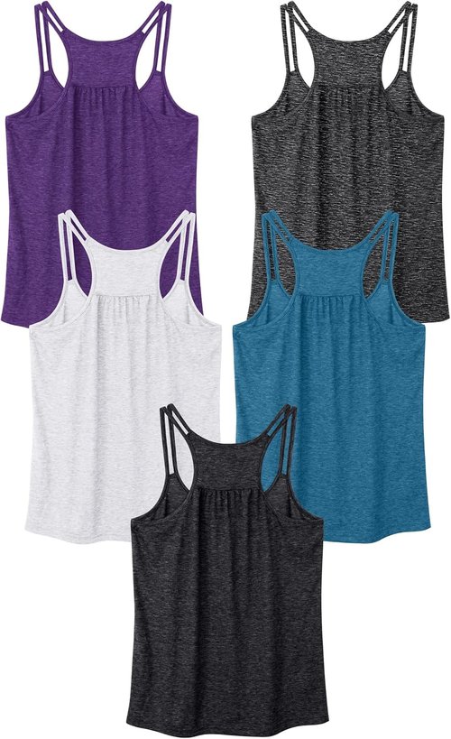 BLEVONH Women's Racerback Workout Tank Top - Loose Fit Yoga Shirt for Running & Gym | Sleeveless Scoop Neck