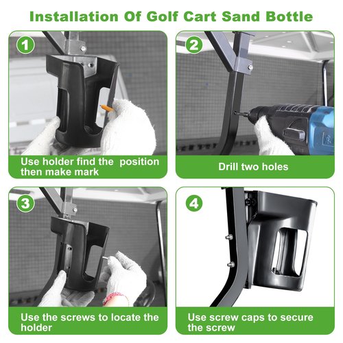 10L0L Universal Golf Cart Sand Bottle with Holder for Yamaha, EZGO, Club Car, Divot Filler Sand Seed Container Dispenser - 1 Pack