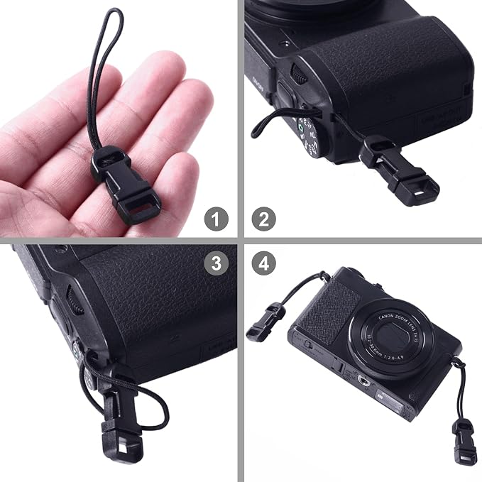 Padwa Lifestyle 4 Pcs Black Quick Release Camera Strap QD Loops Connector
