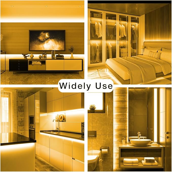 DAYBETTER COB LED Strip Lights, 16.4 ft/5 m 1600 LEDs Bright Warm White LED Light Strips with Remote and App, 3000K Dimmable LED Tape Light, Indoor COB LED Lights for Bedroom, DIY Lighting, Room Decor