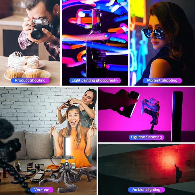 ULANZI 2 Pack Handheld Light Wand, 360° RGB LED Video Light