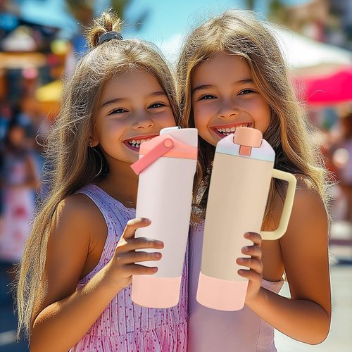 Mity Rain Protective Silicone Boots for Owala 30oz & 40oz FreeSip Sway Bottles - Light Peach, Enhances Stability & Prevents Scratches