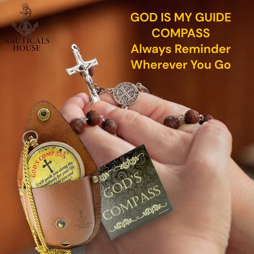 God’s Compass – Engraved Brass Compass with Leather Case, Inspirational Christian Religious Gift (Psalm 32:8), Perfect for Graduation, Baptism, Confirmation, Men & Women