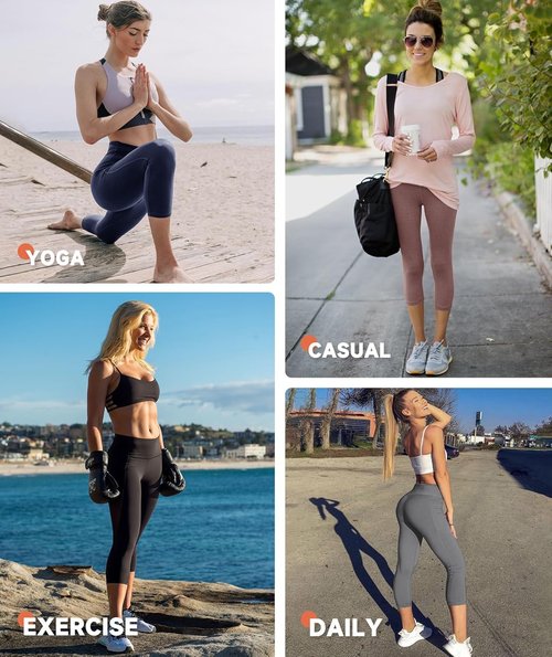GAYHAY Capri Leggings for Women - Stretchy Tummy Control Yoga Pants | 3-Pack for Cycling & Workouts