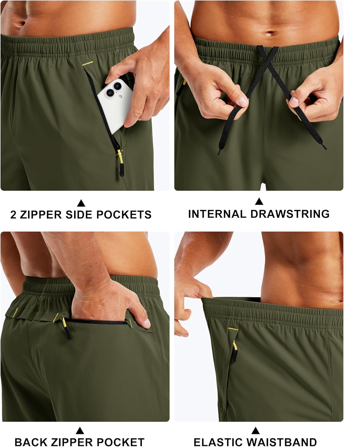 TACVASEN Men's Running Shorts - Quick Dry Lightweight Athletic Gym Shorts with 3 Zipper Pockets | 9" Length