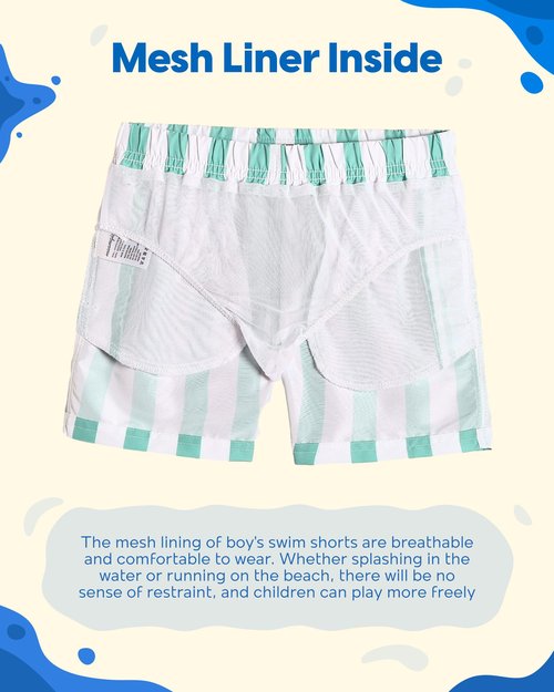 maamgic Boys Swim Trunks Toddler Swim Shorts Little Boys Bathing Suit Swimsuit Toddler Boy Swimwear,Stripe Greenwhite,2 T