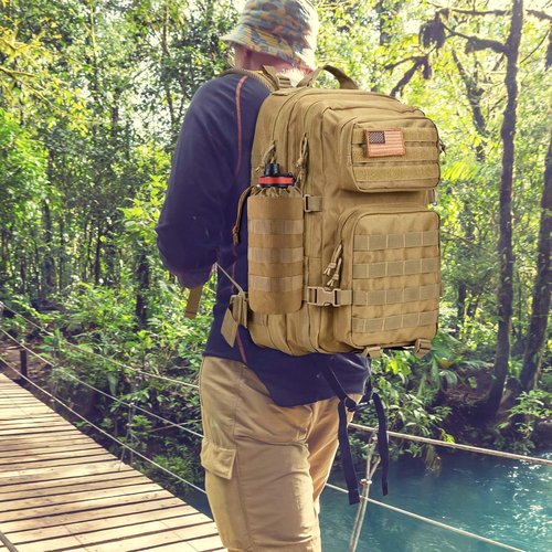 FRTKK Tactical MOLLE Water Bottle Pouch - Drawstring Open Top & Mesh Bottom | Military Hydration Carrier