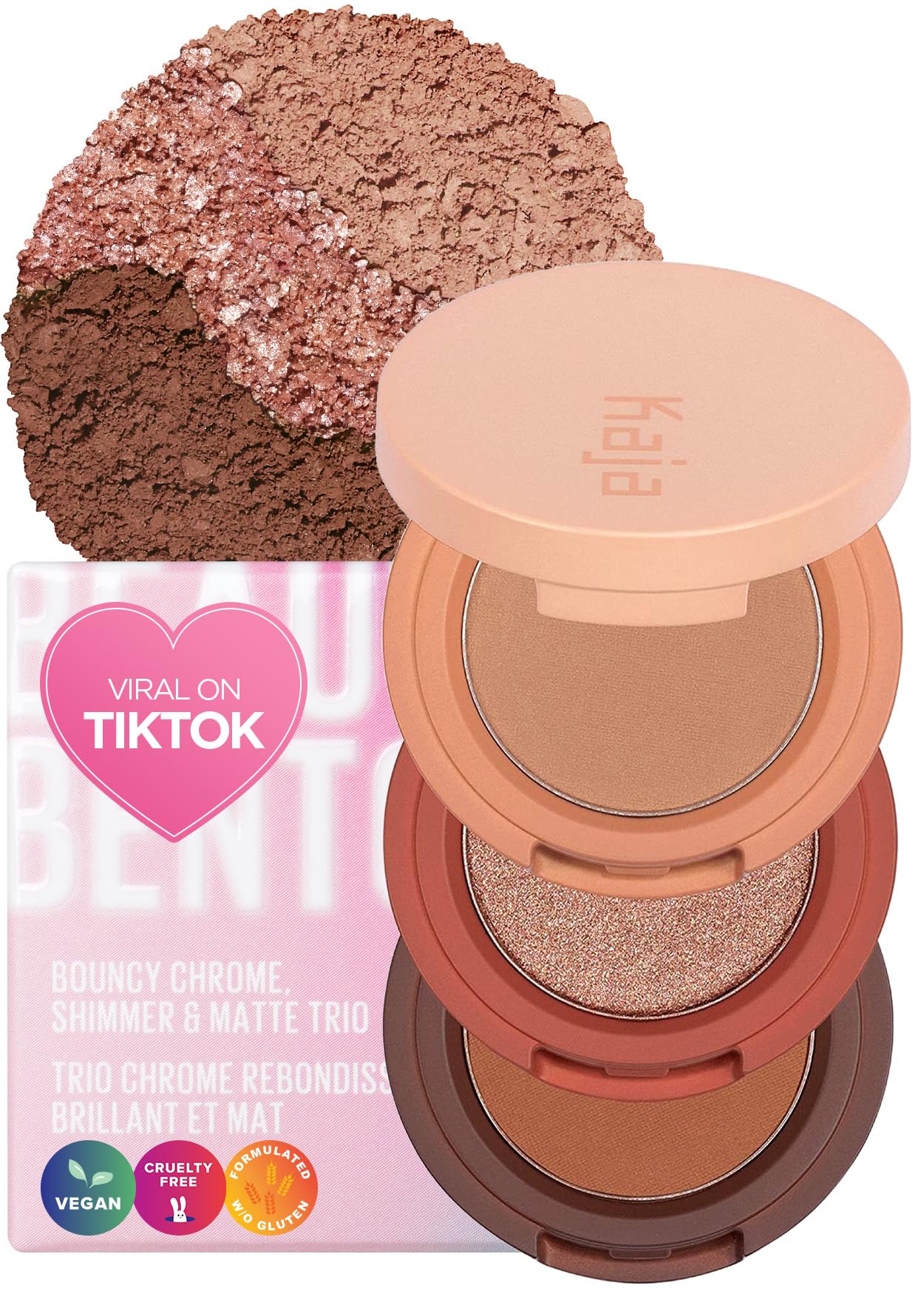 Kaja Beauty Bento Collection - Bouncy Eyeshadow Trio | Warm Honey Tones, Travel Size, 10 Spiked Ginger, 2019 Allure Best Of Beau