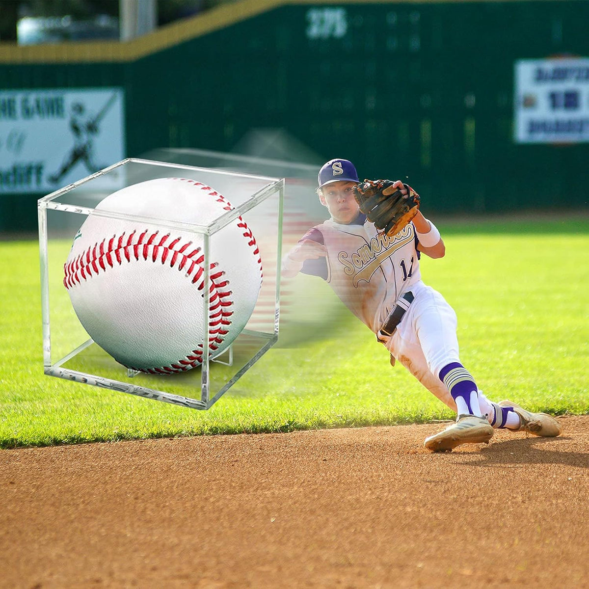 Skiennix Baseball Display Case - UV Protected Acrylic Holder for Memorabilia | 6 Pack Clear Cube Design