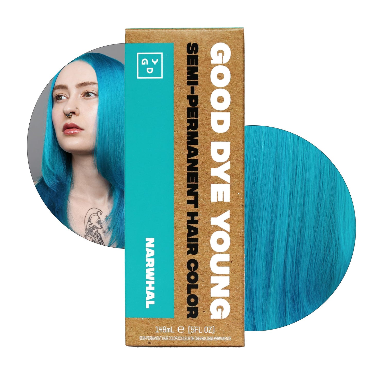 Good Dye Young Semi Permanent Teal Hair Dye (Narwhal) - Uv Protective Temporary Hair Color Lasts 15-24+ Washes - Conditioning Li