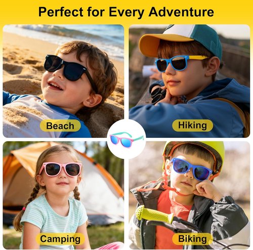 AZorb Kids Polarized Sunglasses - Flexible TPEE Rubber Frame | 100% UV Protection for Ages 3-8