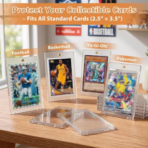 75PT Magnetic Card Holder - 18ct U-V Protection Sleeves for Trading Cards | Thick Hard Plastic Case