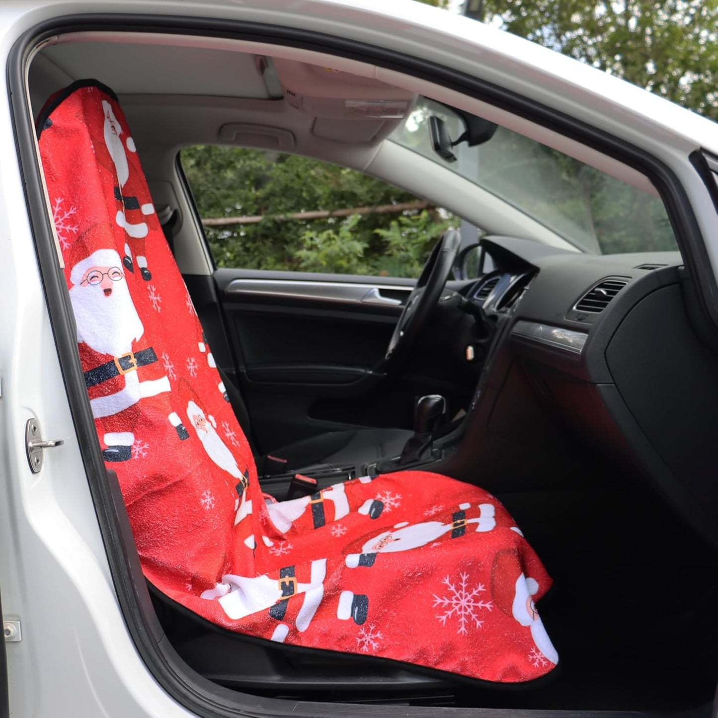 Car Seat Cover Protector Front Seats,for Gym Workout,Running,Swimming,Beach and Hiking,Waterproof Sweat Towel Bucket Seat Covers for Cars SUV Trucks (Santa Claus, 2Pcs)