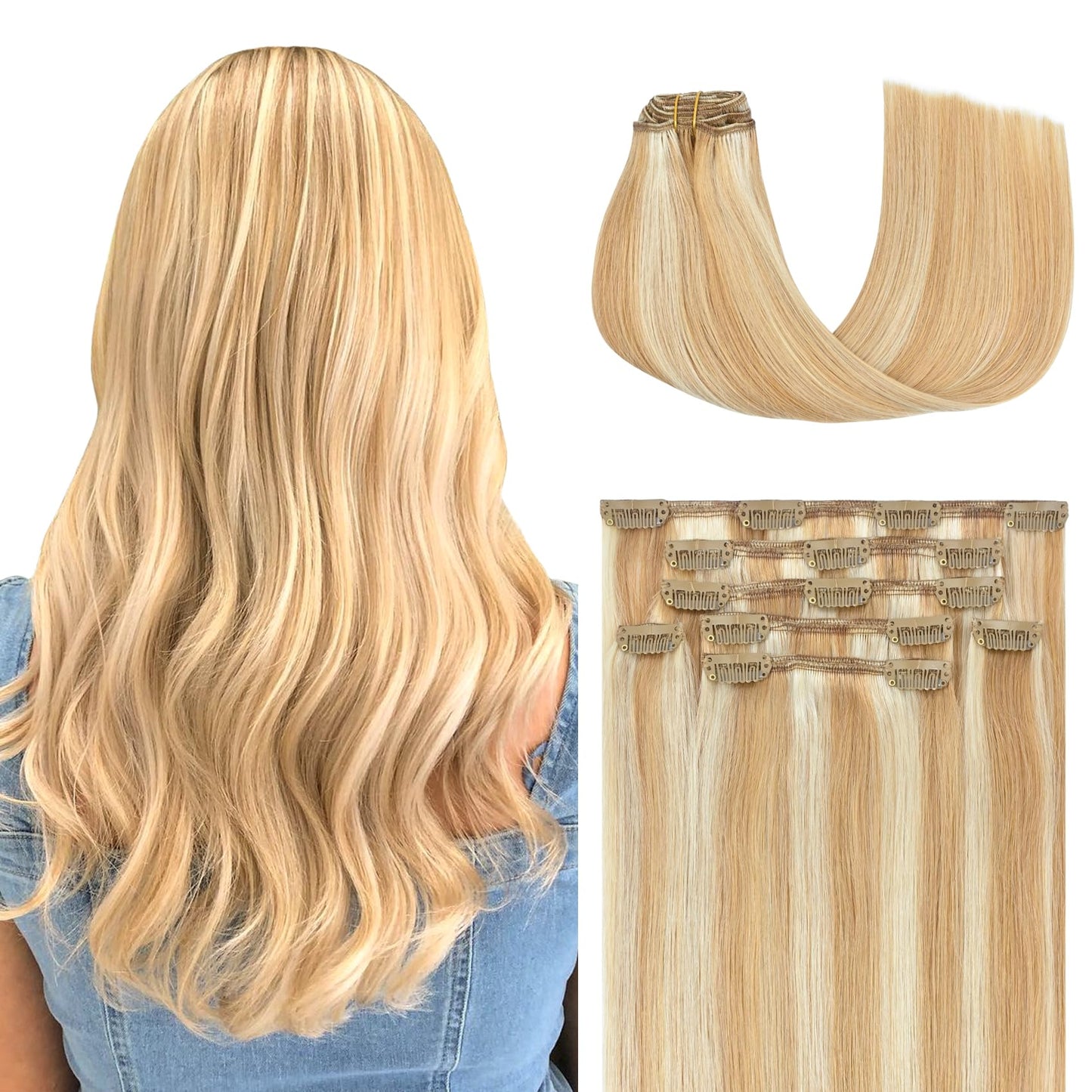 Honsoo Hair Extensions Clip In Real Human Hair 18In 70G 7Pcs Seamless Invisible Clip Ins Can Be Styled Like Your Own Hair