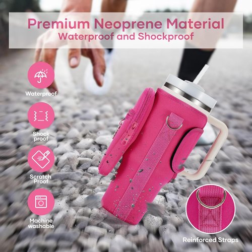 Linmaya Water Bottle Carrier Bag - Neoprene Cross-Body Bag for Stanley Cup 40/30oz with Phone Holder & Adjustable Straps