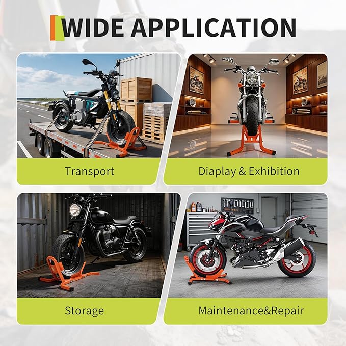 1800 Lb Capacity Heavy Duty Motorcycle Wheel Chock – Dirt Bike Wheel Chocks Adjustable 16"-21" Tire Fit for Cruisers, Dirt Bikes & ATVs, Rust-Resistant Steel Trailer & Garage Mount,Black