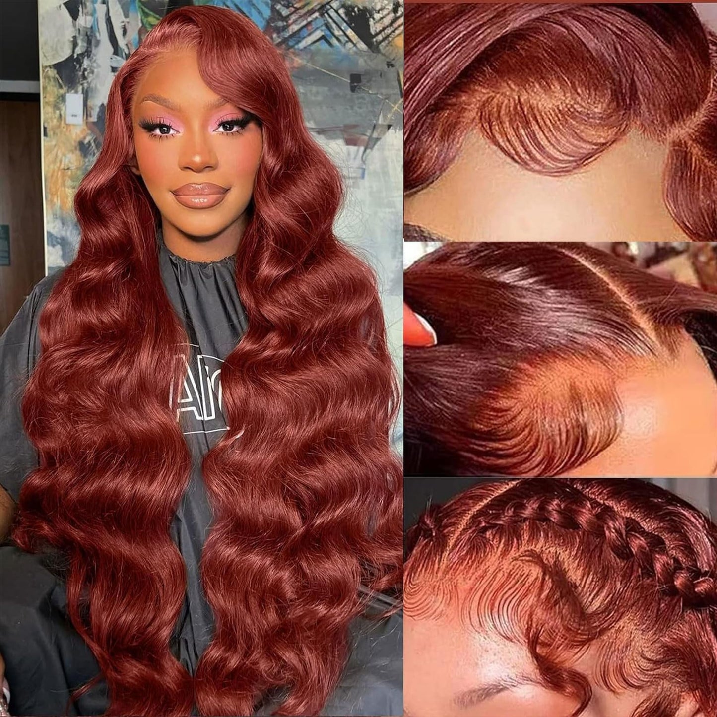Aicrelery 30 Inch Reddish Brown Wig Human Hair Lace Front Wigs Human Hair Pre Plucked 13X6 Body Wave Frontal Wigs Human Hair Aub