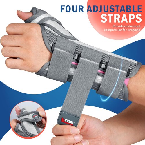 FEATOL Carpal Tunnel Wrist Brace - Night Support Thumb Spica Splint for De Quervains - Large/XLarge, White Pink