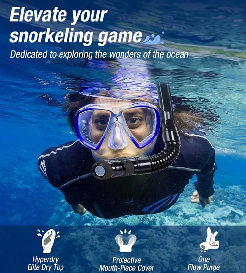 Aegend Diving Dry Snorkel - Top Dry Valve Snorkeling Gear for Adults & Youth | Ideal for Swimming & Freediving