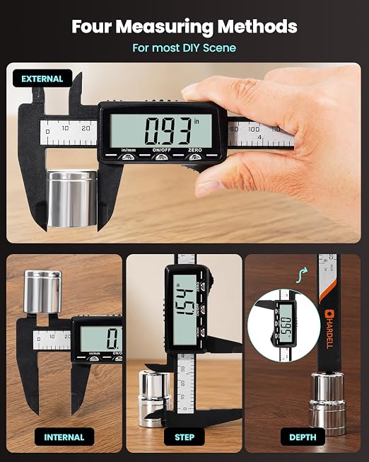 HARDELL Digital Caliper, Rechargeable Plastic Caliper