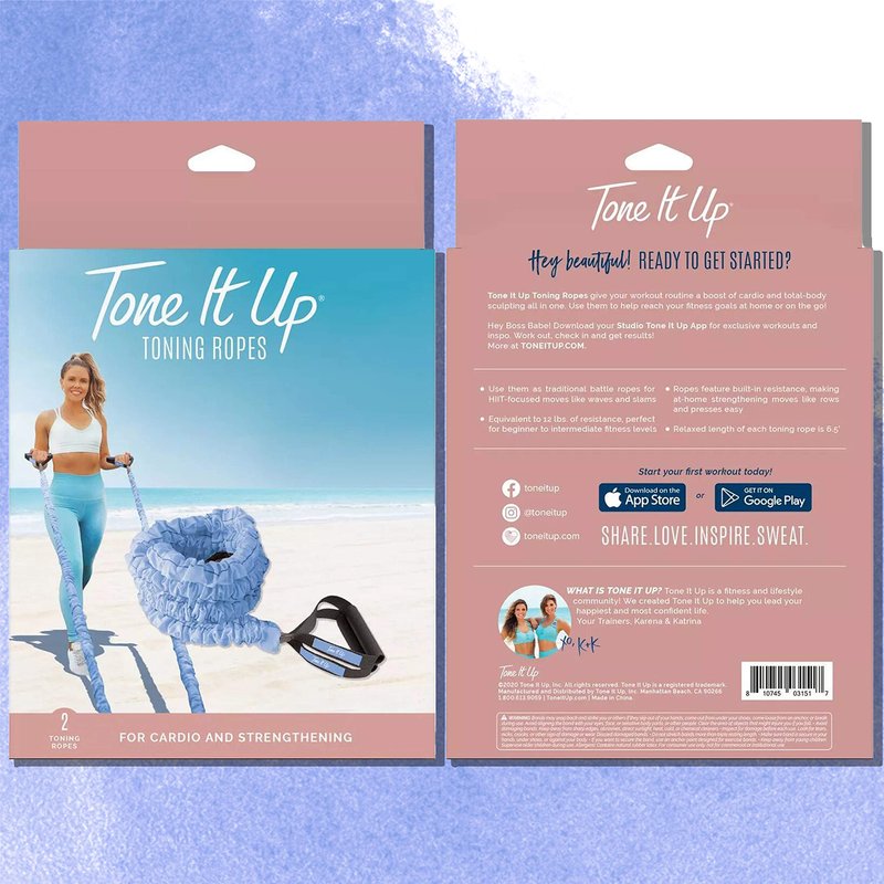 Tone It Up Toning Ropes I Bungee Bands for Arm Strength Training & Full Body Cardio Home Workouts, Travel Resistance Bands