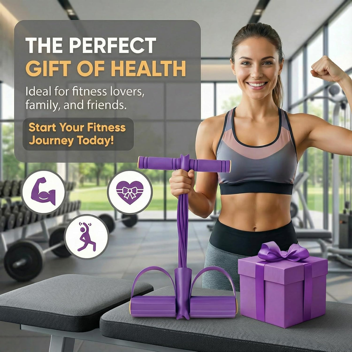 Skiennix Pedal Resistance Band - 6-Tube Foot Pedal & Ankle Puller for Full Body Workout | Home Gym Equipment