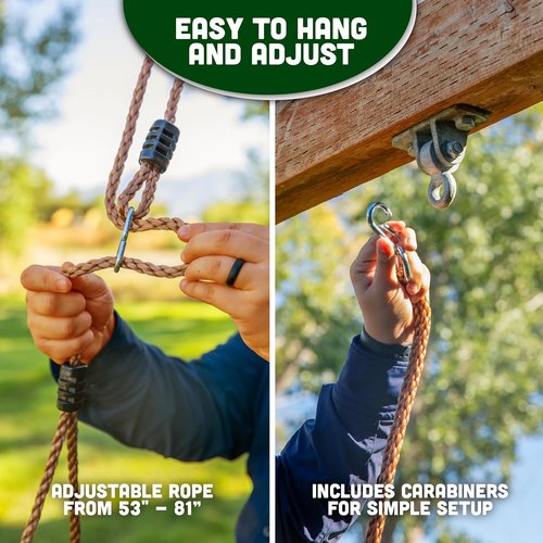 Acorn Adventures Toddler Swing Seat - Weather-Resistant Baby Bucket Swing for Outdoor Fun | Adjustable Ropes, Easy Install - Green