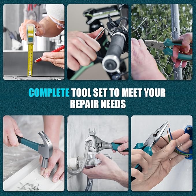 Sundpey Tool Kit 206PCs with Drill - 12V Cordless Power Drill Combo Home Tool Set - Portable Basic General Household Toolbox for Men Women for Garden Office House Repair (Screwdriver Set & Pliers Set)