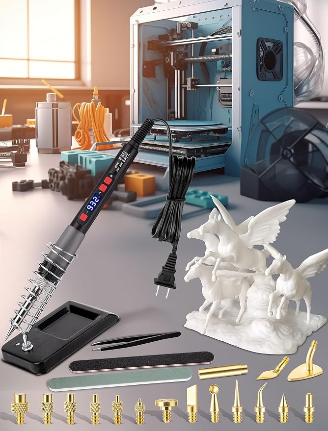 21-in-1 3D Printer Smoothing Tool Kit, 80W LCD Digital Adjustable Temperature