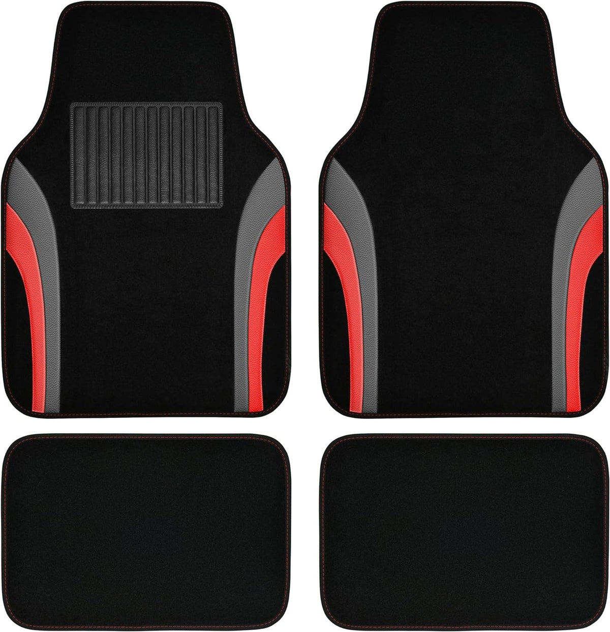 CAR PASS Leather Sporty Car Floor Mats Carpet, Universal Waterproof Automotive Floor Mat Fit for Sedans, Cars, Mid Trucks, Vans, SUV, Set of 4 (Black and Mint)